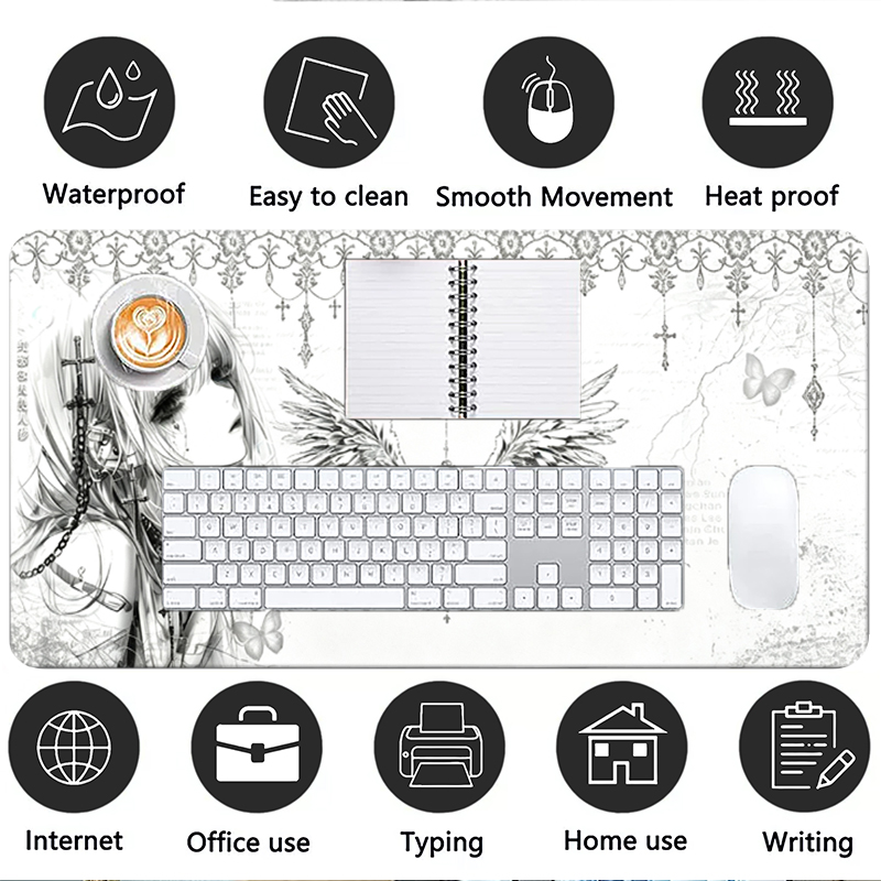 Leather Mousepad Black White A - Gaming Accessories Desk ulasan dan harga