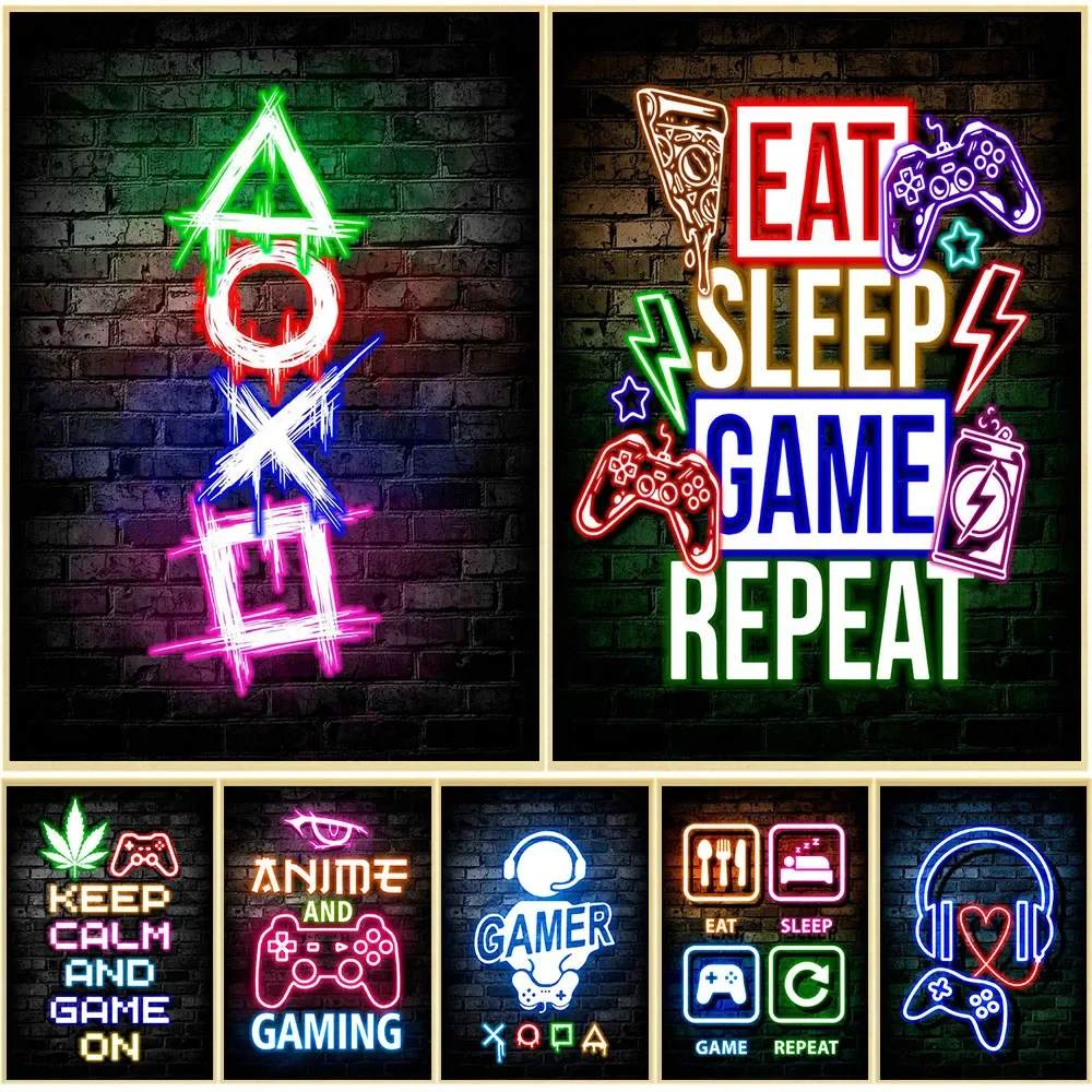 Gaming Neon Eat Sleep Game Rep - Gaming Accessories Wall ulasan dan harga