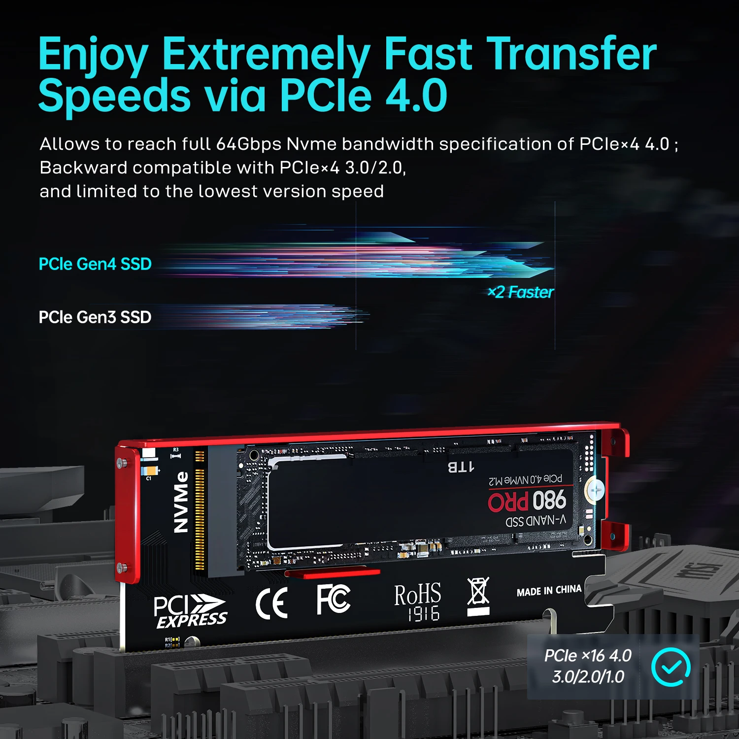 JEYI M.2 NVME To PCIe 4.0 X16  - Samsung Ssd 980 Pro ulasan dan harga